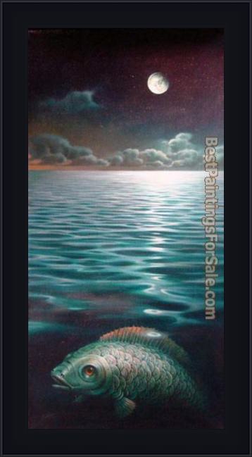 Framed Vladimir Kush moonlight mystery painting