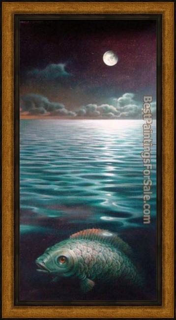 Framed Vladimir Kush moonlight mystery painting