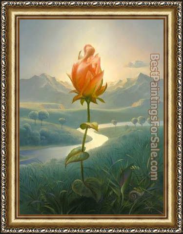 Framed Vladimir Kush morning blossom painting
