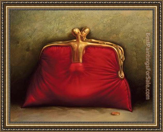 Framed Vladimir Kush red purse painting