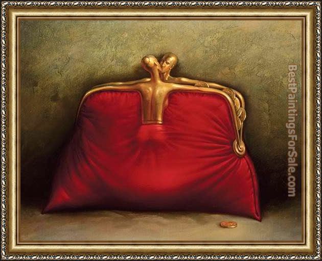 Framed Vladimir Kush red purse painting