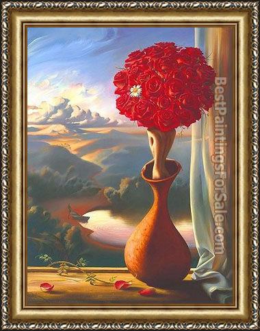 Framed Vladimir Kush rose awaiting painting