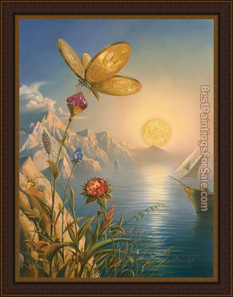 Framed Vladimir Kush treasure island painting