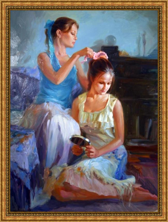 Framed Vladimir Volegov caring touch painting