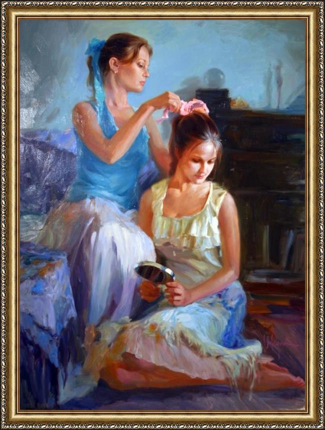 Framed Vladimir Volegov caring touch painting