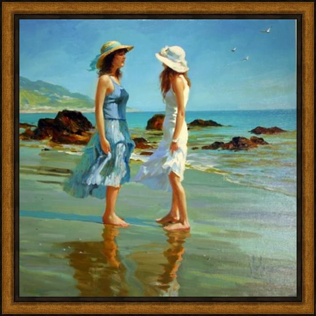 Framed Vladimir Volegov dames sur la plage painting