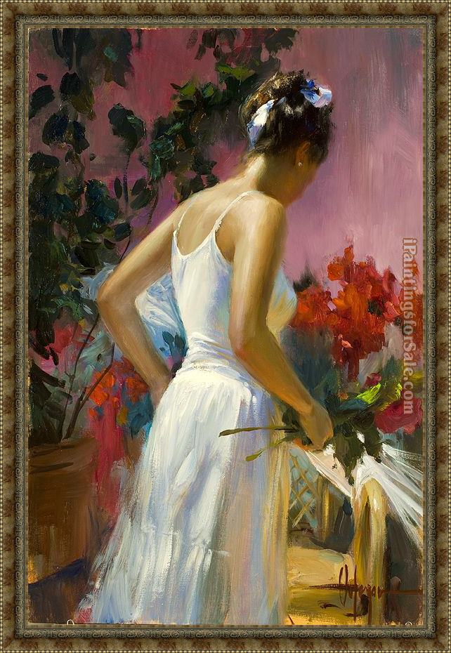 Framed Vladimir Volegov gathering flowers painting