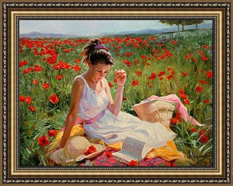 Framed Vladimir Volegov in poppies painting