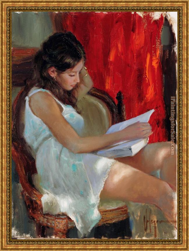 Framed Vladimir Volegov reading a novel painting