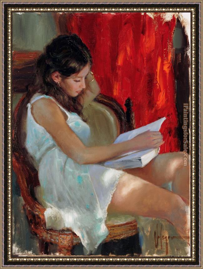 Framed Vladimir Volegov reading a novel painting