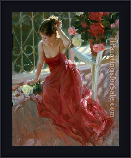 Framed Vladimir Volegov reverie in red and white painting