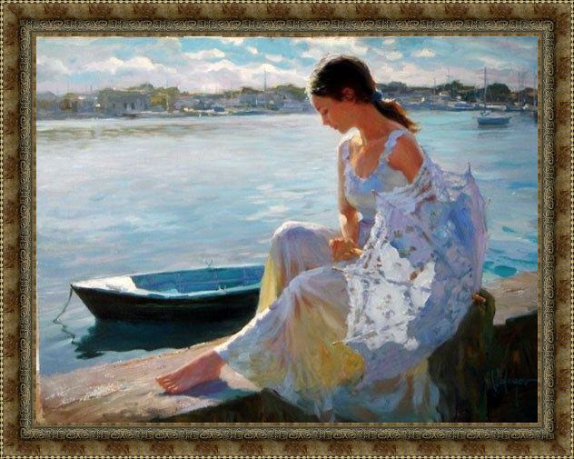 Framed Vladimir Volegov river of dreams painting