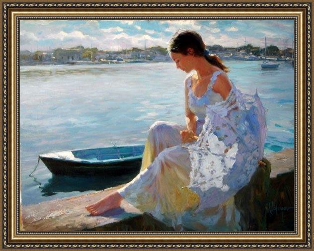 Framed Vladimir Volegov river of dreams painting