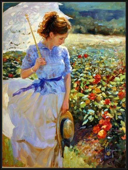 Framed Vladimir Volegov she walks in beauty painting