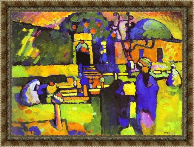 Framed Wassily Kandinsky arabs i cemetery painting