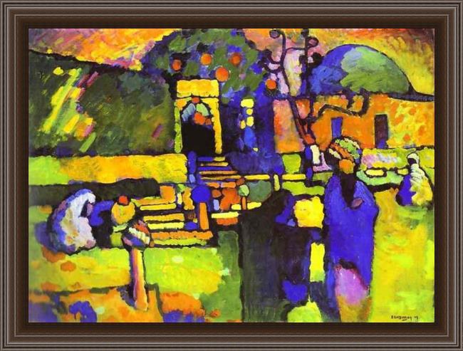 Framed Wassily Kandinsky arabs i cemetery painting