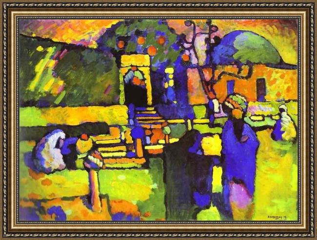 Framed Wassily Kandinsky arabs i cemetery painting