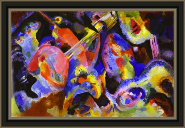 Framed Wassily Kandinsky flood improvisation painting