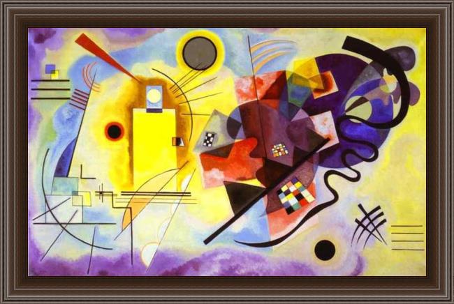 Framed Wassily Kandinsky yellow red blue painting