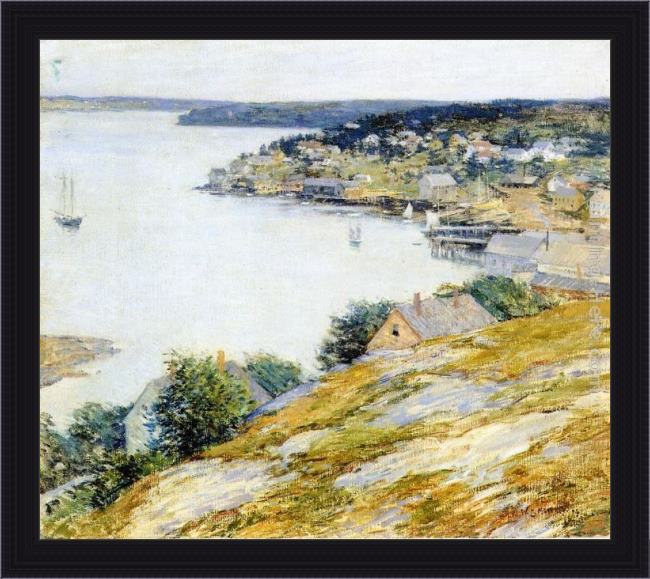 Framed Willard Leroy Metcalf east boothbay harbor painting