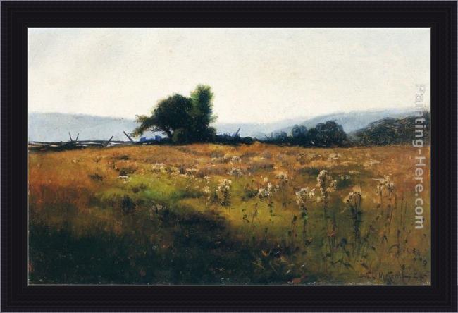 Framed Willard Leroy Metcalf mountain view from high field painting