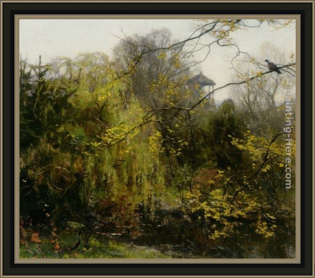 Framed Willem Bastiaan Tholen a view of a park painting
