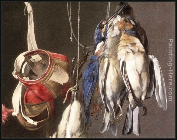 Framed Willem van Aelst hunting still-life (detail) painting