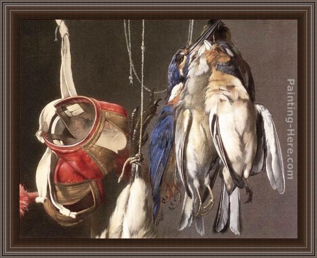 Framed Willem van Aelst hunting still-life (detail) painting