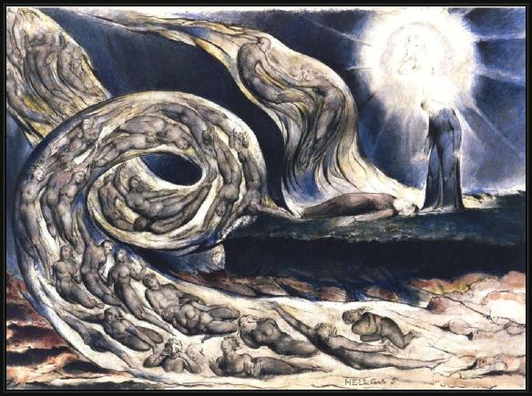 Framed William Blake the lovers' whirlwind illustrates hell in canto v of dante's inferno painting