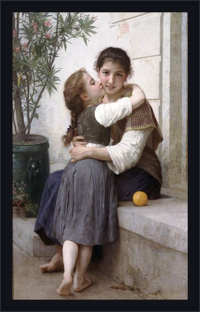 Framed William Bouguereau calinerie painting