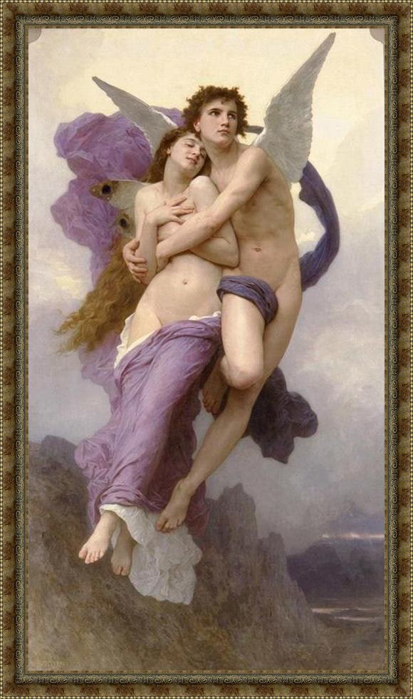 Framed William Bouguereau the abduction of psyche painting