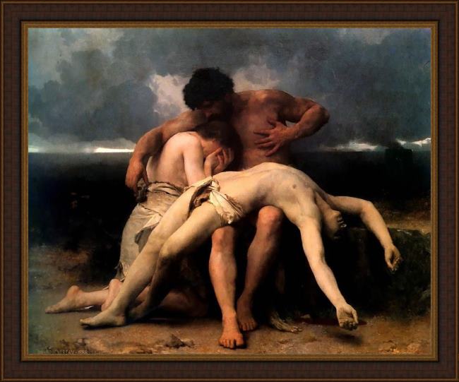 Framed William Bouguereau the first mourning painting