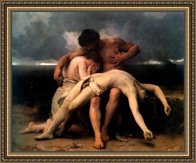 Framed William Bouguereau the first mourning painting