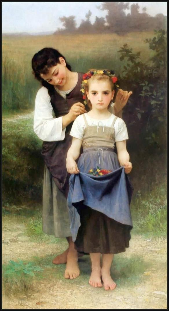 Framed William Bouguereau the jewel of the fields painting