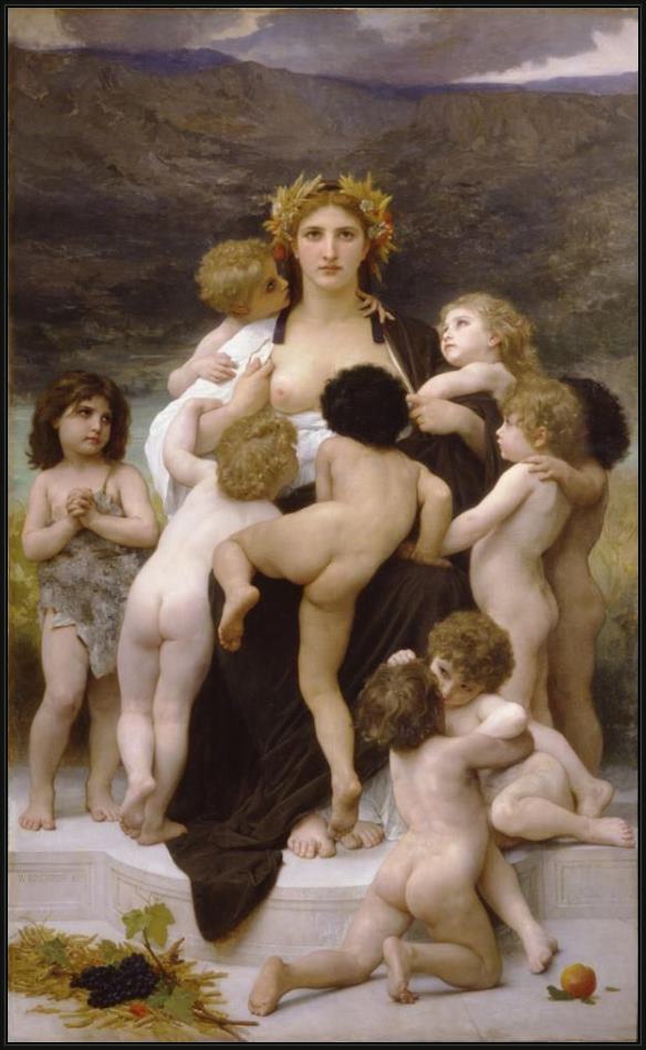 Framed William Bouguereau the motherland painting