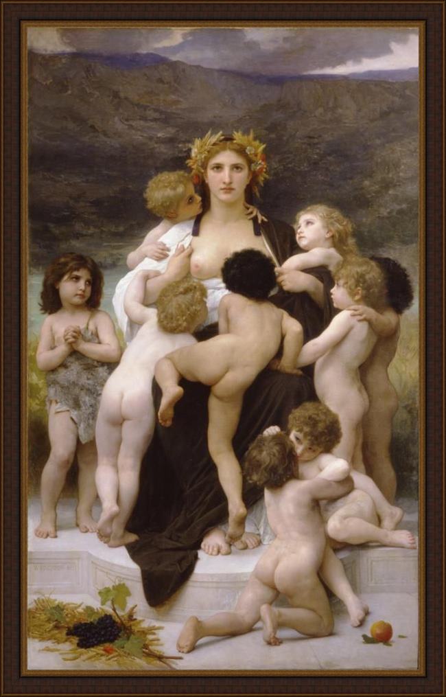 Framed William Bouguereau the motherland painting