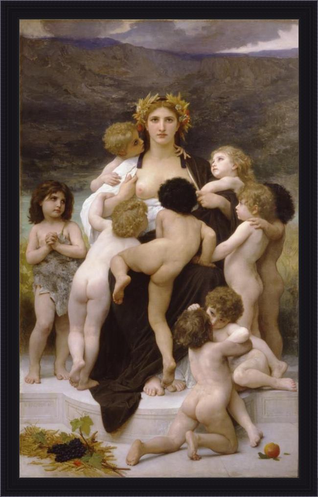 Framed William Bouguereau the motherland painting