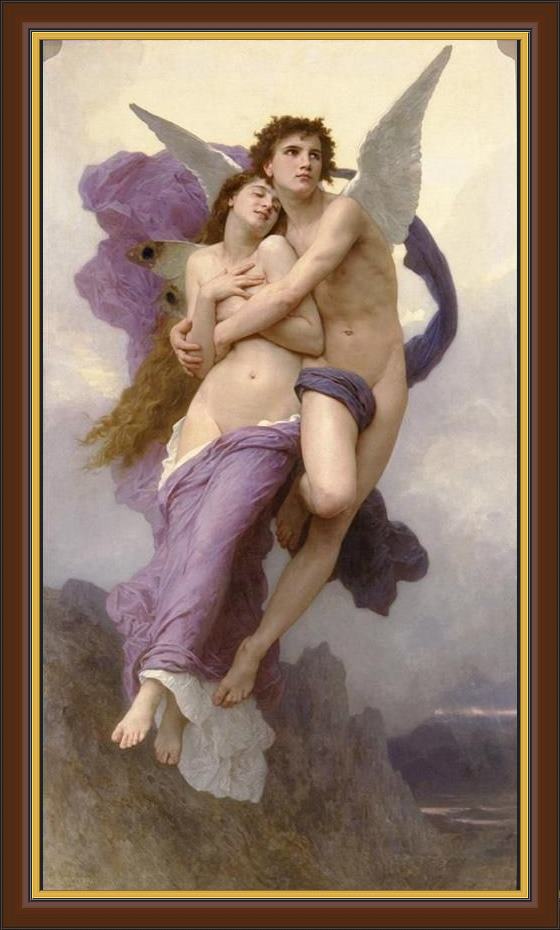 Framed William Bouguereau the rapture of psyche painting
