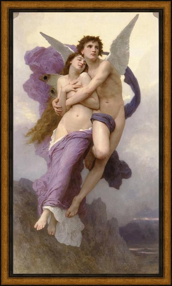 Framed William Bouguereau the rapture of psyche painting
