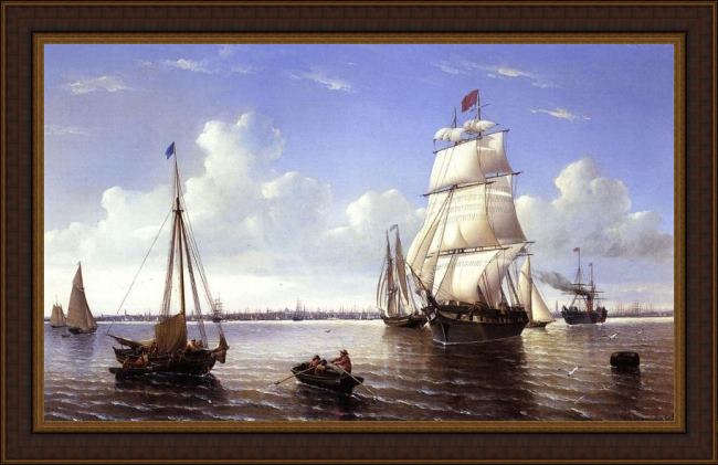 Framed William Bradford boston harbor painting