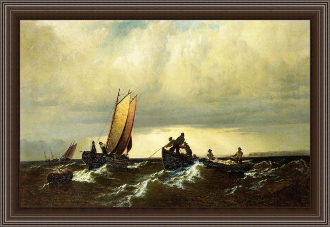 Framed William Bradford fishing boats on the bay of fundy i painting