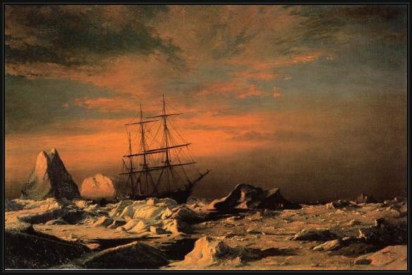 Framed William Bradford ice dwellers watching the invaders painting