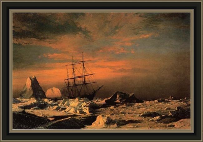 Framed William Bradford ice dwellers watching the invaders painting