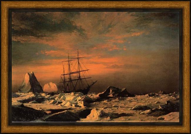 Framed William Bradford ice dwellers watching the invaders painting