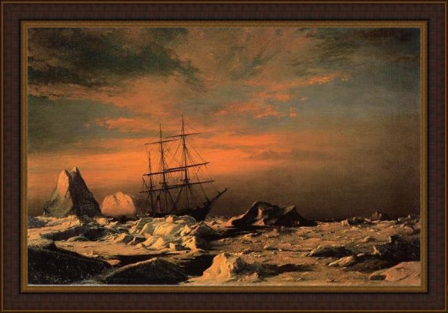 Framed William Bradford ice dwellers watching the invaders painting