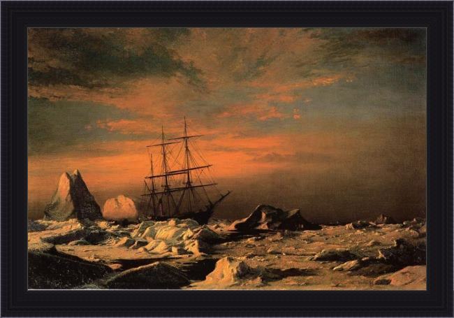 Framed William Bradford ice dwellers watching the invaders painting