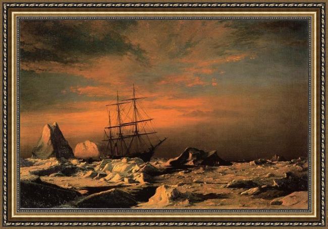 Framed William Bradford ice dwellers watching the invaders painting