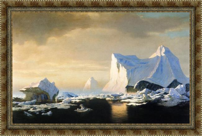 Framed William Bradford icebergs in the arctic painting