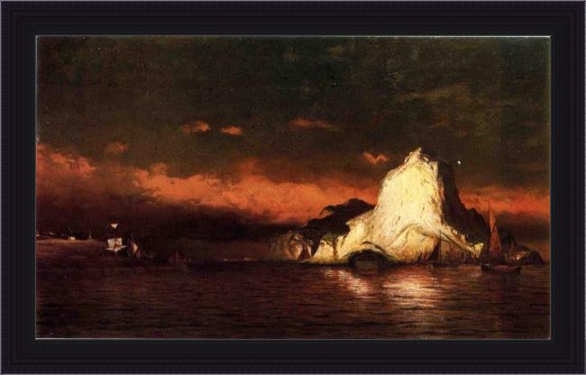 Framed William Bradford perce rock, belle isle straits painting