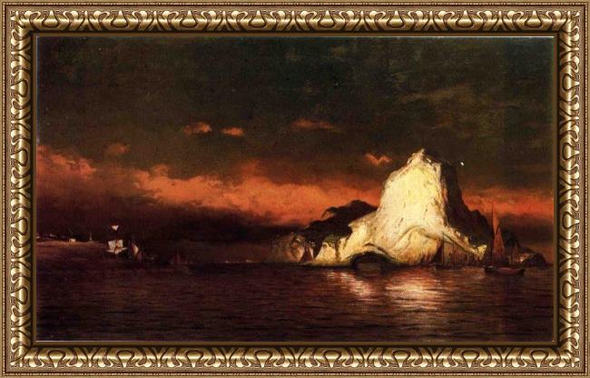 Framed William Bradford perce rock, belle isle straits painting
